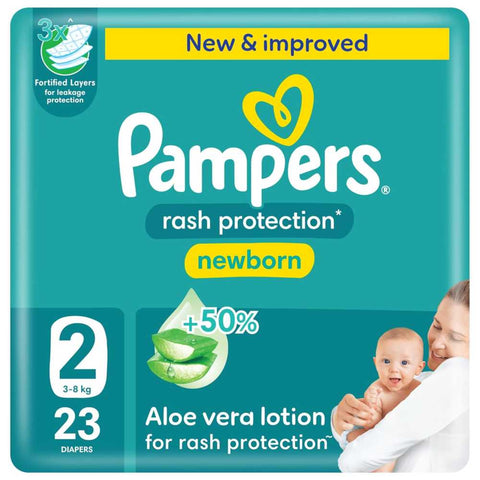 Pampers New Born Aloe Vera Lotion Size 2 (3-8 kg) 23 Diapers | Pampers In Lebanon