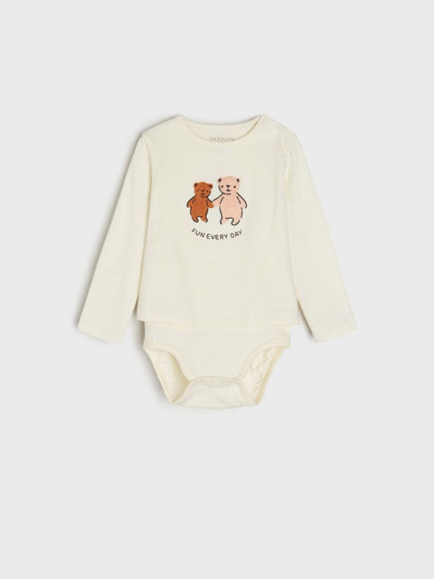 Sinsay Baby Boy's Off-White Long-Sleeve Bodysuit | Sinsay In Lebanon