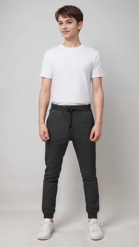 POMPdeLUX Boy's Dark Grey Melange Joggers |POMPdeLUX in Lebanon