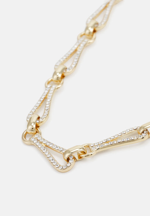 DKNY Women's Gold Looped Pave Frontal Necklace | DKNY In Lebanon