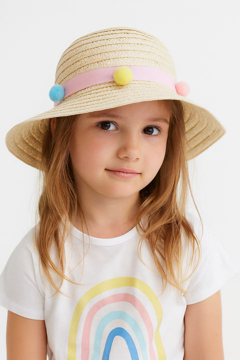 Reserved Girl's Beige Straw Bucket Hat | Reserved In Lebanon