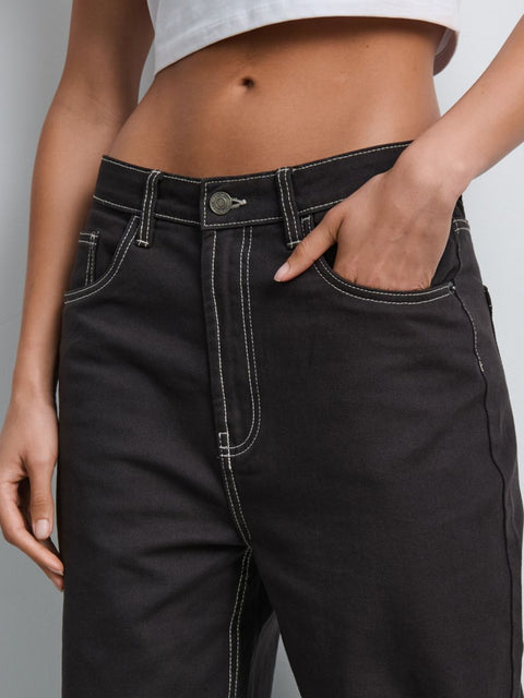 Sinsay Women's Washed Black Wide Leg High Waist Jeans | Sinsay In Lebanon