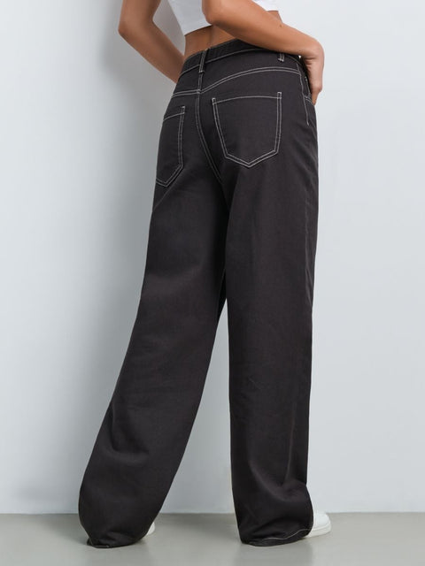 Sinsay Women's Washed Black Wide Leg High Waist Jeans | Sinsay In Lebanon