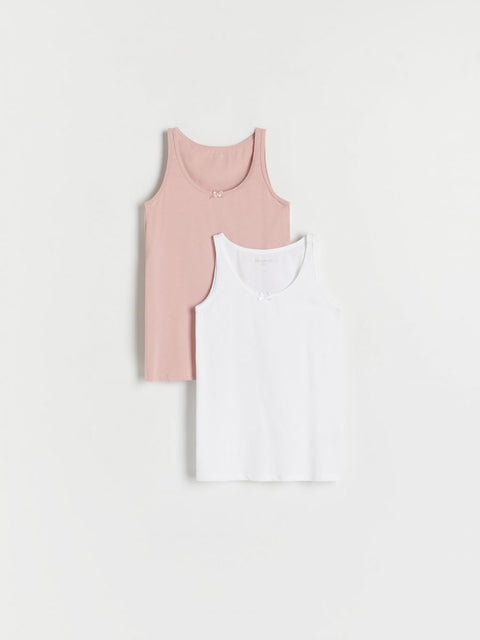 Reserved  Girl's White/Pink Pack of 2 with a high cotton content Undershirts |Reserved in Lebanon