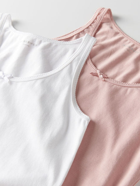 Reserved  Girl's White/Pink Pack of 2 with a high cotton content Undershirts |Reserved in Lebanon