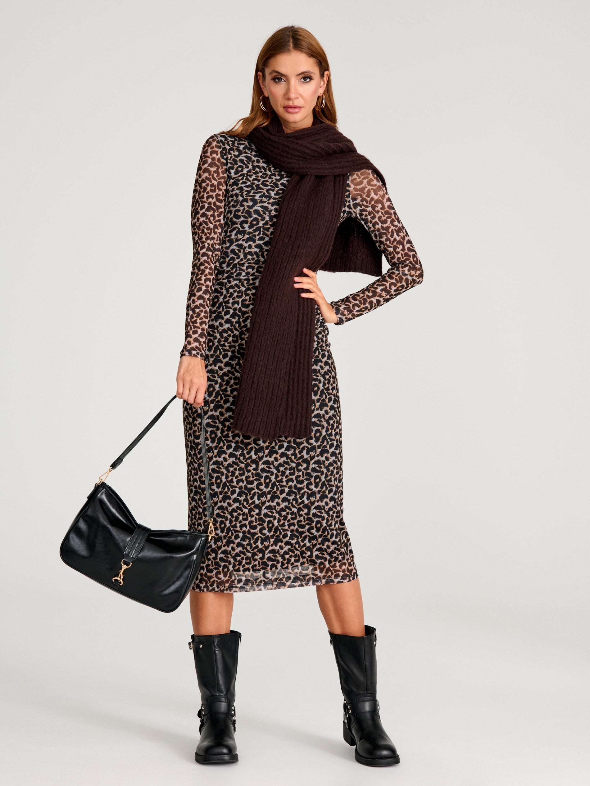 Sinsay Women's Black/Brown Leopard Print Dress   |Sinsay  in Lebanon