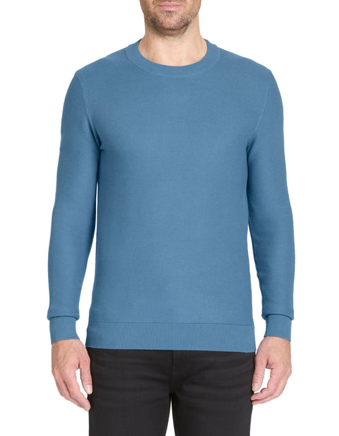 Celio Men's Blue Textured Knit Crewneck Sweater|Celio In Lebanon