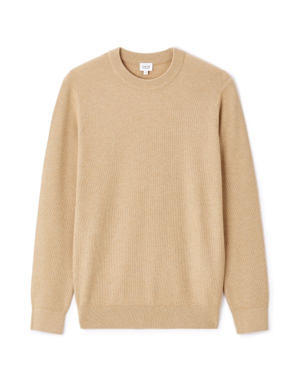 Celio Men's Beige Basic Crew Neck Sweater | Celio In Lebanon