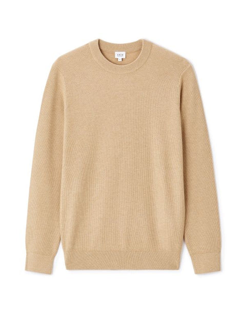 Celio Men's Beige Textured Knit Crewneck Sweater|Celio In Lebanon