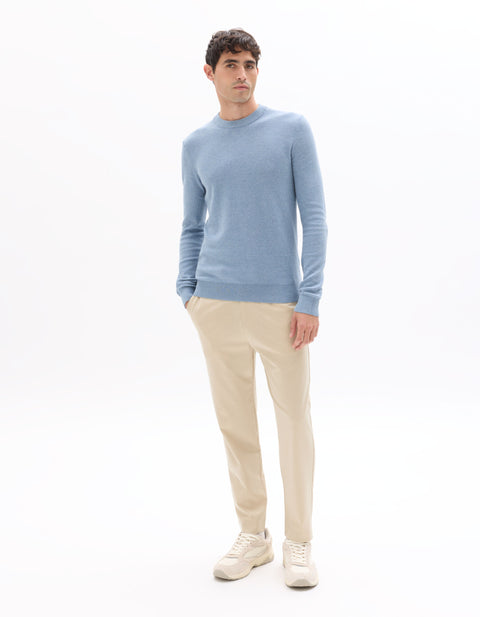 Celio Men's Light Blue Solid Crew Neck Sweater|Celio In Lebanon