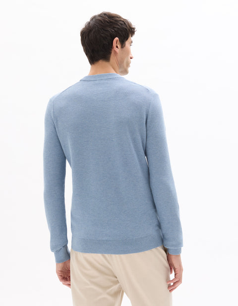 Celio Men's Light Blue Solid Crew Neck Sweater|Celio In Lebanon