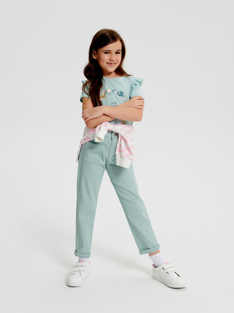 Sinsay Baby Girl's Light Green Paperbag Jeans | Sinsay In Lebanon