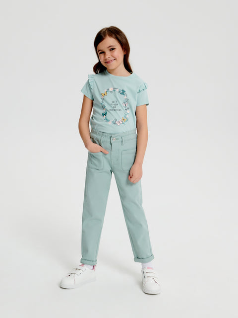 Sinsay Baby Girl's Light Green Paperbag Jeans | Sinsay In Lebanon