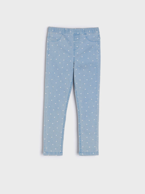Sinsay Girl's Light Blue Elastic Waistband Dotted Jeans | Sinsay In Lebanon
