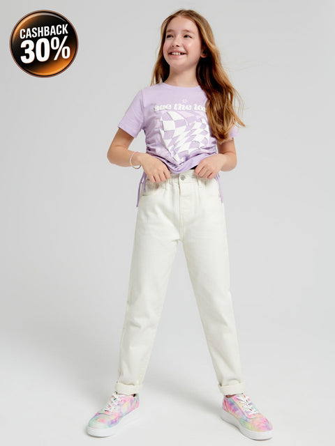 Sinsay Girl's Off White Paperbag Jeans | Sinsay In Lebanon