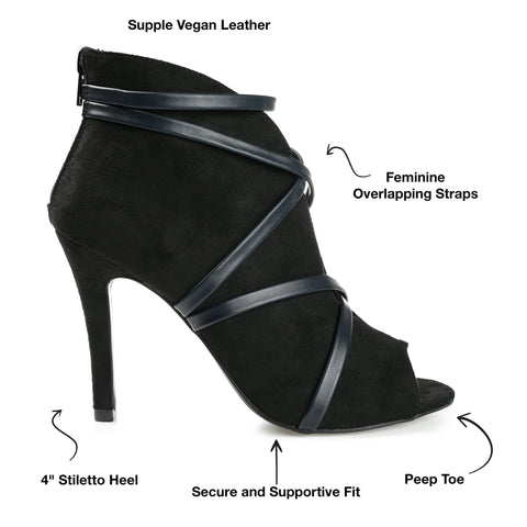 Journee Collection Women's Black Samara Back Zip Peep Toe Stiletto Heels | Journee Collection In Lebanon