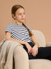 Sinsay Girl's White & Black Striped T-Shirt | Sinsay In Lebanon