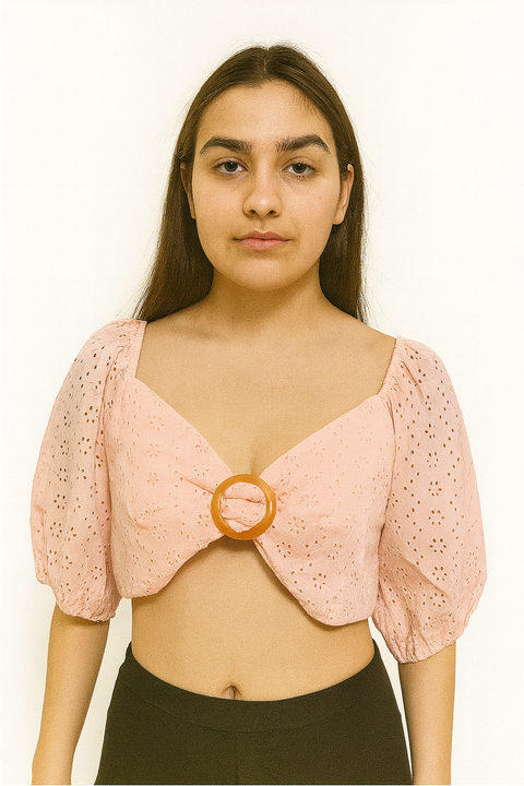 Forever 21 Women's Pink Eyelet Crop Top | Forever 21 In Lebanon