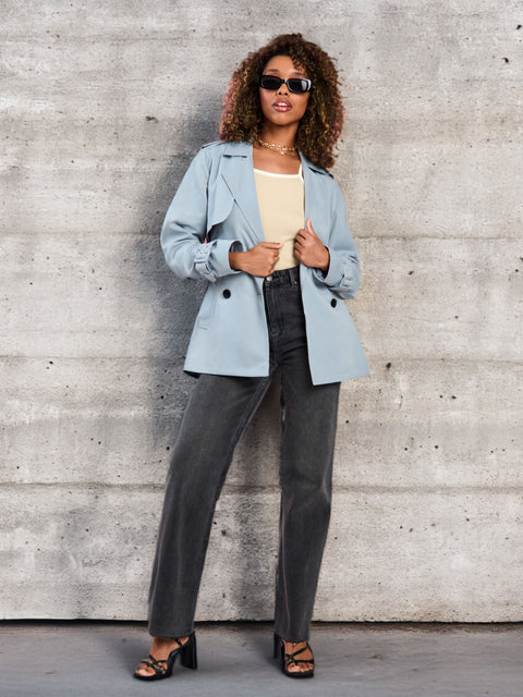 Sinsay Women's Dusty Blue Long Sleeve Trench Coat|Sinsay In Lebanon