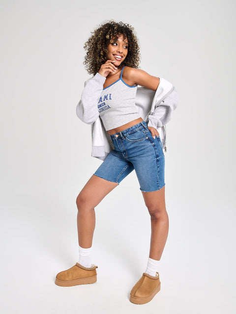 Sinsay Women's Dark Blue High Waist Denim Short | Sinsay In Lebanon