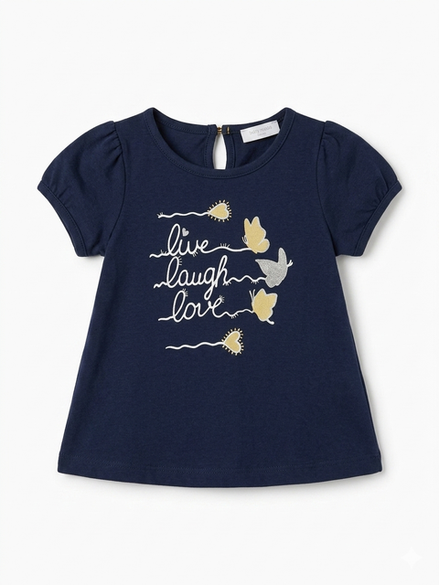 Ativo Baby Girl's Navy Printed T-Shirt | Ativo In Lebanon