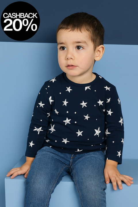 Sinsay Baby Boy's Royal Blue & Navy Long Sleeve Star Printed Blouses 2 pcs |Sinsay In Lebanon