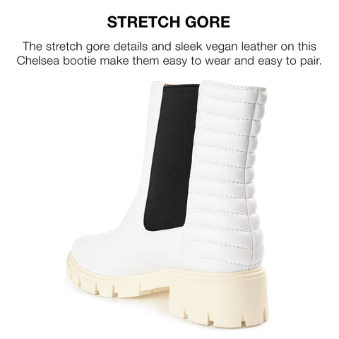 Journee Collection Women's White Tatiana Pull On Stretch Gore Lug Sole Booties | Journee Collection In Lebanon
