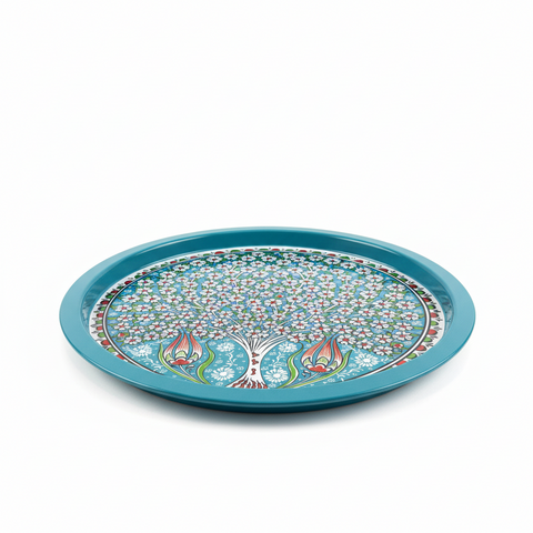Decorative tray with floral design on a white background