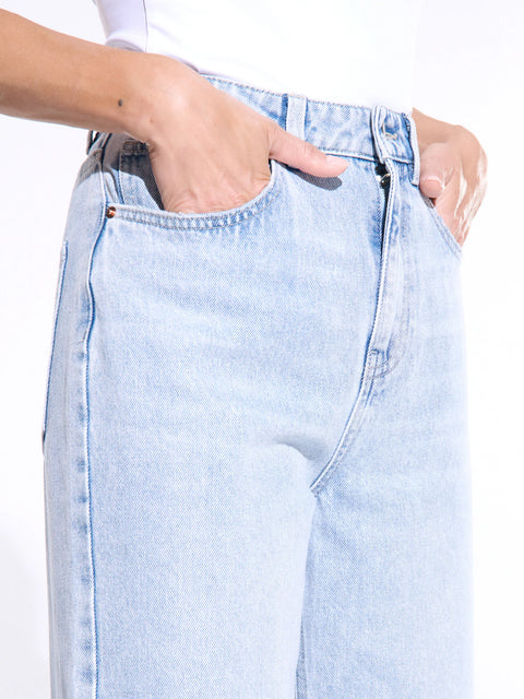 Sinsay Women's Light Blue Wide Leg High Waist Jeans | Sinsay In Lebanon