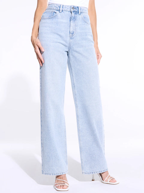 Sinsay Women's Light Blue Wide Leg High Waist Jeans | Sinsay In Lebanon