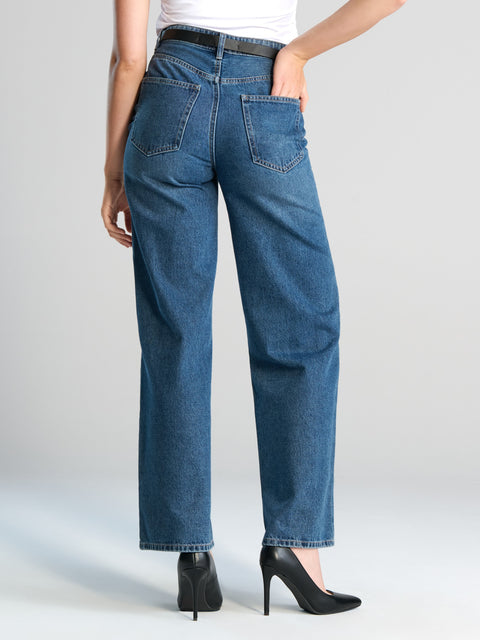 Sinsay Women's Dark Blue High Rise Wide Leg Jeans|Sinsay In Lebanon