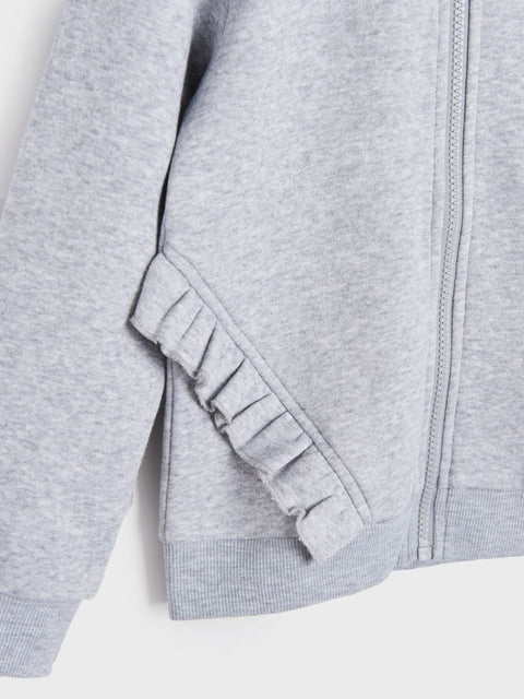 Sinsay Girl's Light Gray Ruffle Hooded Long Sleeve Jacket |Sinsay In Lebanon