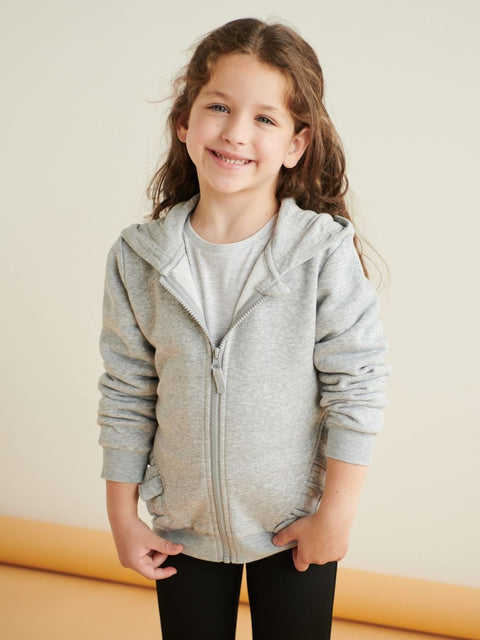 Sinsay Girl's Light Gray Ruffle Hooded Long Sleeve Jacket |Sinsay In Lebanon