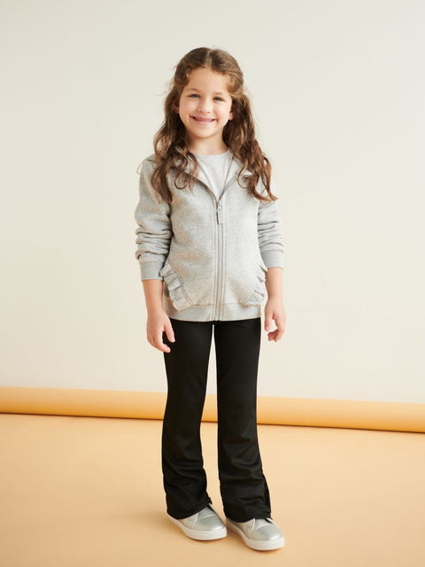 Sinsay Girl's Light Gray Ruffle Hooded Long Sleeve Jacket |Sinsay In Lebanon