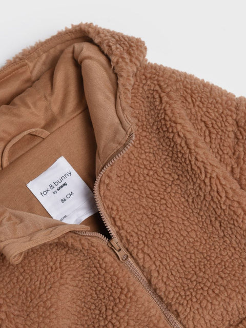 Sinsay Baby Boy's Brown Hooded Faux Shearling Jacket | Sinsay In Lebanon