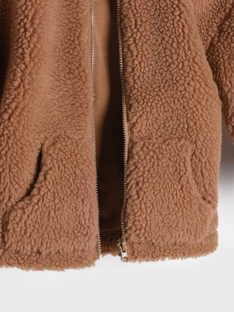 Sinsay Baby Boy's Brown Hooded Faux Shearling Jacket | Sinsay In Lebanon