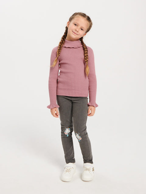 Sinsay Girl's Dusty Rose Rib Knit Sweater | Sinsay In Lebanon