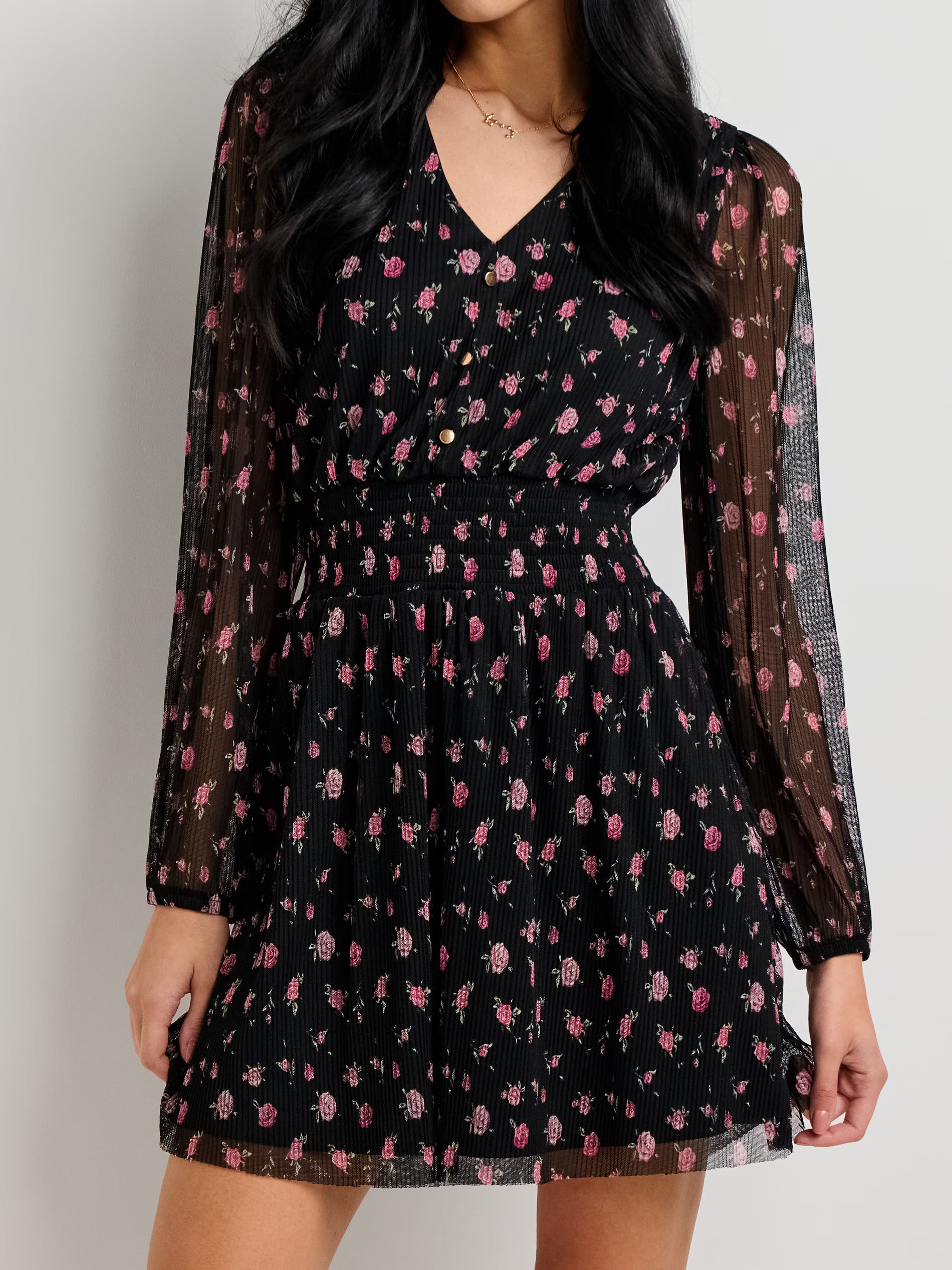 Sinsay Women's Black Floral Long Sleeves Dress | Sinsay In Lebanon