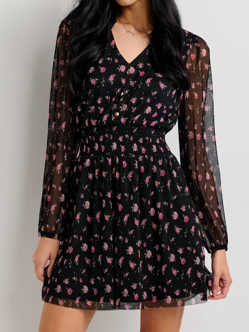 Sinsay Women's Black Floral Long Sleeves Dress | Sinsay In Lebanon