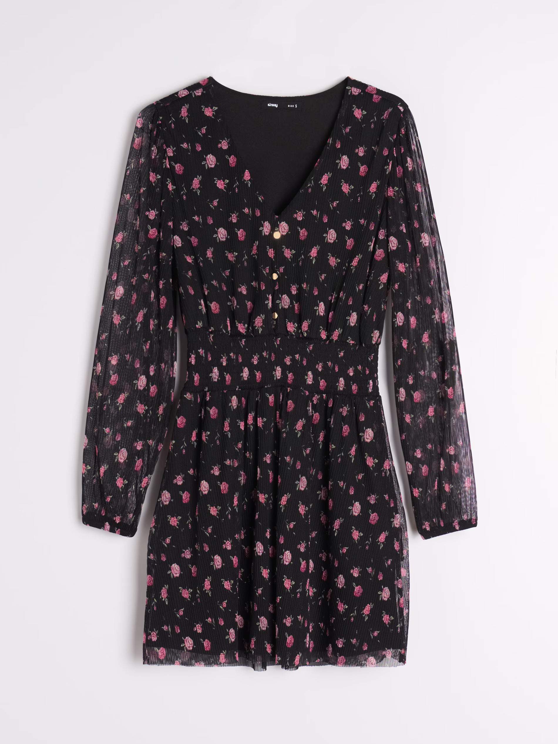 Sinsay Women's Black Floral Long Sleeves Dress | Sinsay In Lebanon