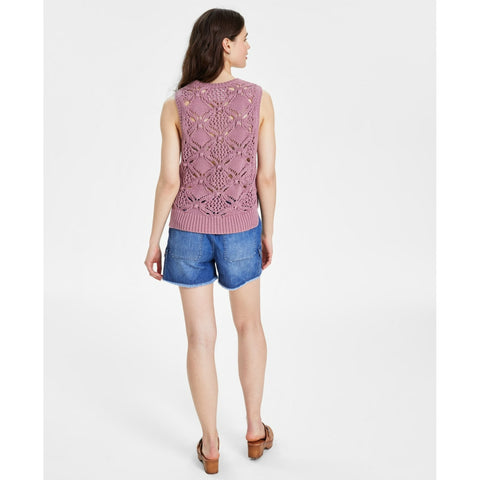 Lucky Brand Women's Dusty Rose Diamond Crochet Cotton Sweater|Lucky Brand In Lebanon