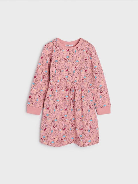 Pink floral dress on a white background