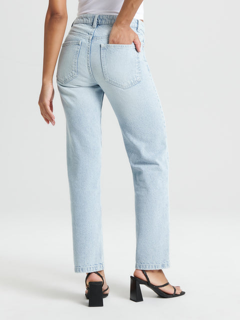 Sinsay  Women's Light Blue Denim Straight leg Jeans   | Sinsay in Lebanon