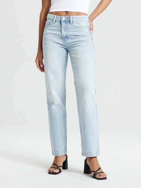 Sinsay  Women's Light Blue Denim Straight leg Jeans   | Sinsay in Lebanon