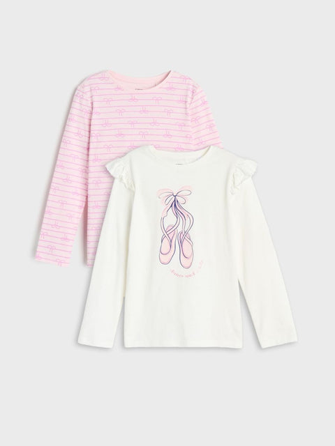 Sinsay Girl's White & Pink Pack Of 2 Long Sleeve Blouses | Sinsay In Lebanon