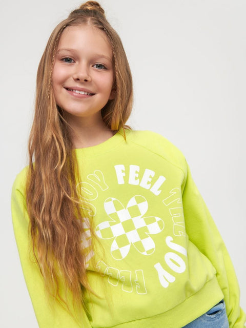 Sinsay Girl's Lime Green Printed Sweatshirt |Sinsay In Lebanon