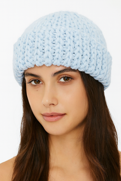 Forever 21 Women's Baby Blue Knitted Hat | Forever 21 In Lebanon
