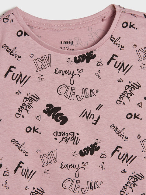 Sinsay Girl's Purple T-Shirt With Print | Sinsay In Lebanon