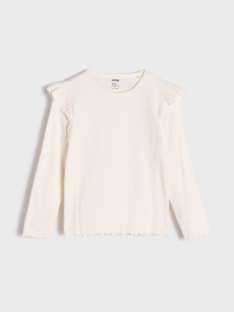Sinsay Girl's White/Pink Long Sleeve Blouse With Ruffles 2-Pack | Sinsay In Lebanon