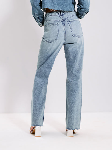 Sinsay Women's Blue High Waist Wide Leg Washed Effect Jeans |Sinsay In Lebanon